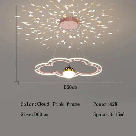 Modern Creative Star Children's Room LED Chandeliers for Bedroom Study Design Ring Lamp Home Decors Cartoon Warm Lighting Fixture
