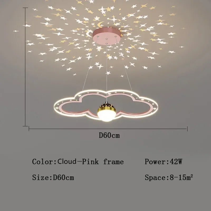 Modern Creative Star Children&#39;s Room LED Chandeliers for Bedroom Study Design Ring Lamp Home Decors Cartoon Warm Lighting Fixture