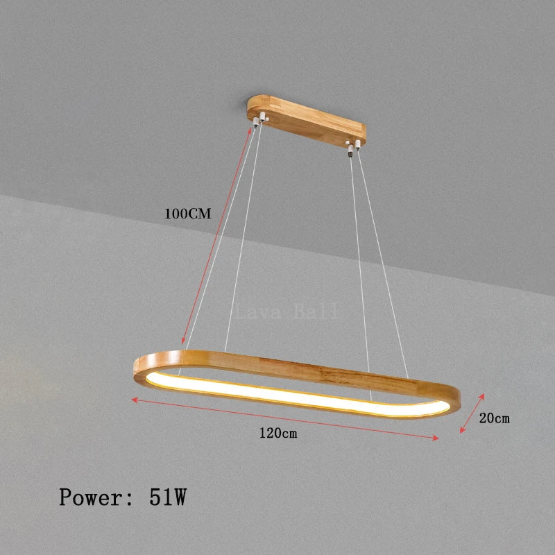 Nordic Lamp Solid Wood Pendant Lights Restaurant Chandelier Simple LED Light Bar Dining Room Long Strip Lamps Lighting Fixture