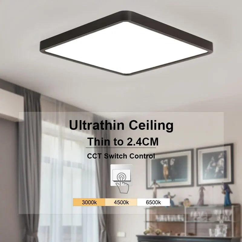 Led Ceiling Lamp Modern Square 2.4cm Ultra Thin 24w 36w Modern Panel Ceiling Lights For Living Room Bedroom Kitchen Indoor Light