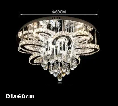 Modern living room infinitely adjustable smart crystal lamp circular LED lamp bedroom and dining room ceiling lamp