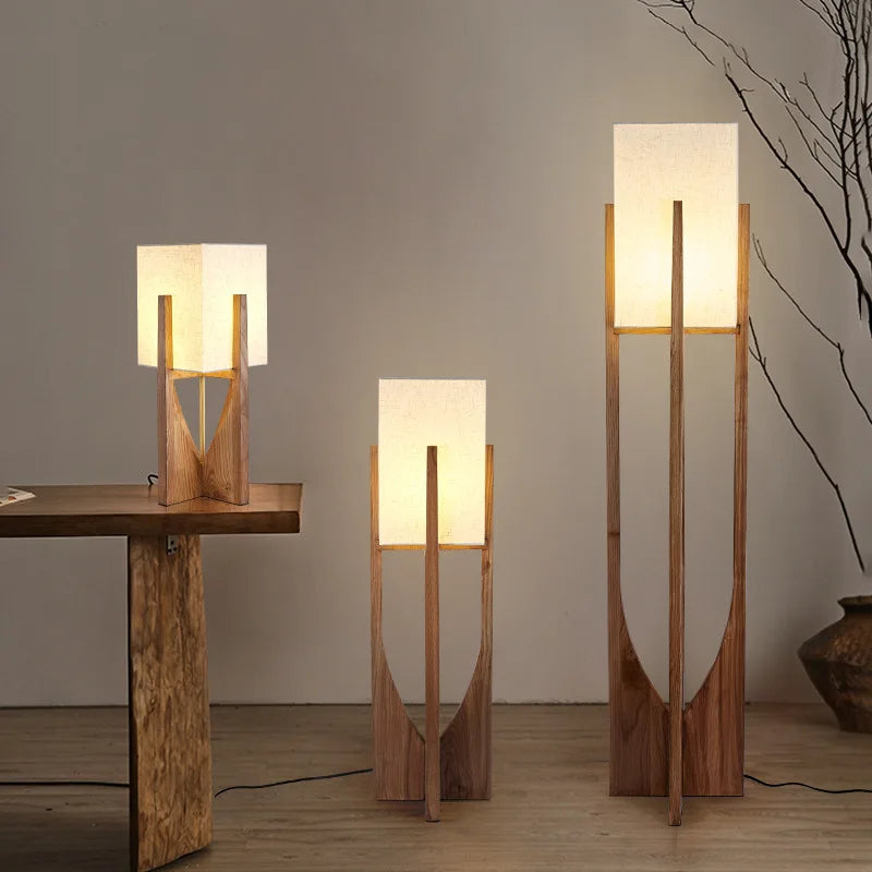 Wooden Floor Lamp Nordic Designers Floor Lamps for  Living Room Bedroom Sofa Bedside Solid Wood Led Table light