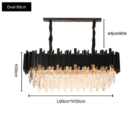 FKL Modern Crystal Black Chandelier For Living room Bedroom Oval Long Dining room Lamp Industrial Style Black Crystal Chandelier