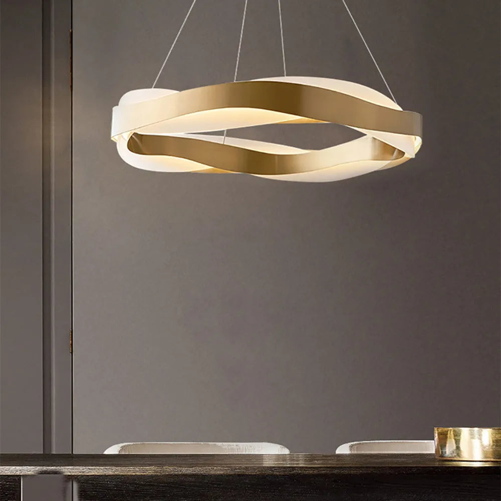 2025 Modern Luxury LED Pendent Lamp For Living Room Bedroom Dining Room Kitchen Hanging Light Round Ring Art Chandelier Lighting