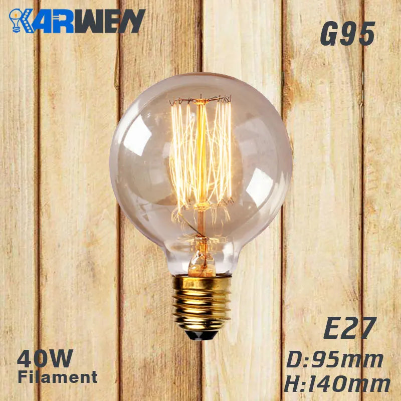 Edison Bulb E27 Incandescent Retro Lamp 40W 220V ST64 A19 T45 T10 G80 G95 Antique Vintage Bulb Edison Lamp filament Light bulb