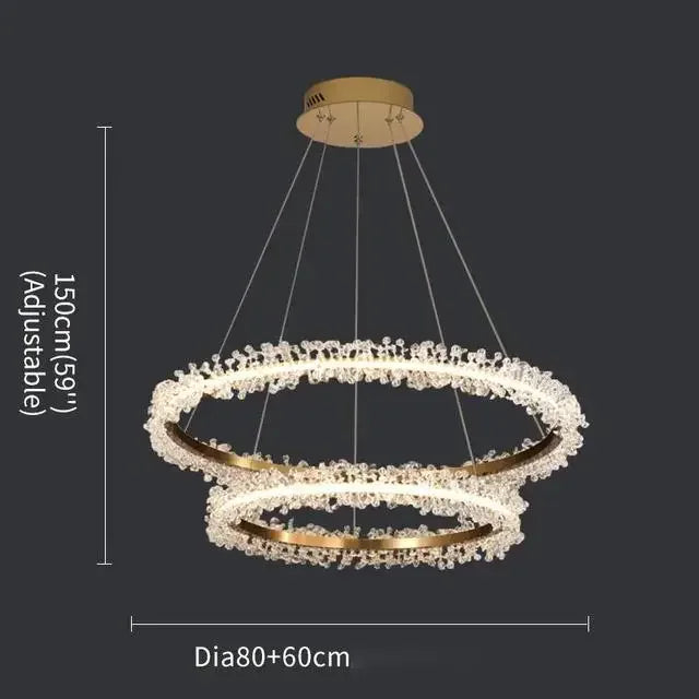French Light Luxury Lamps Modern Minimalist Living Room Diningroom Bedroom Lighting Internet Celebrity Ring  Crystal Pendant