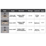 Modern Black Ceiling Fan with LED Light - Round Electric Ceiling Fan Lamp Fixture for Living Room, Bedroom & Dining Room
