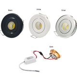 Dimmable Led Downlight COB Ceiling Spot Light 3w 85-265V Recessed Indoor Ceil Lamp Angle Adjust Under Cabinet Jewellery Wardrobe
