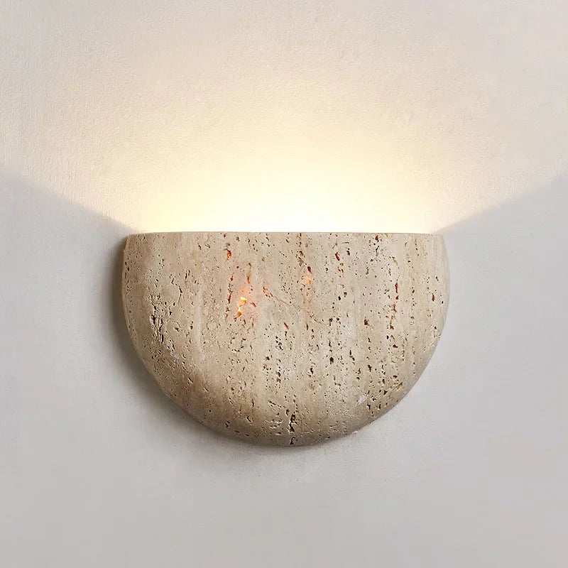 Wabi-sabi Natural Stone Wall Lamp - Retro Modern Sconce for Living Room & Porch