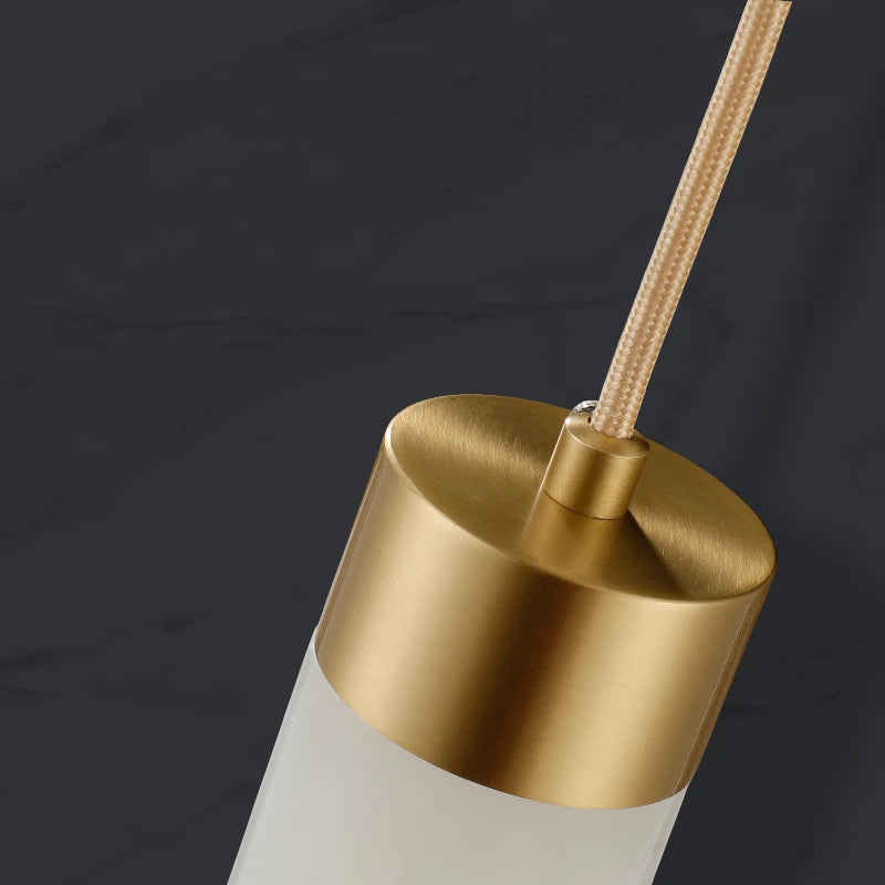 Natural Marble & Brass LED Pendant Light - Luxury Nordic Bedside Hanglamp