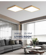 Square LED Ceiling Lights 0.9inch Ceiling Lights 36w 24w Smart Remote/App Voice Control Alexa/Google Control Large  Living Room