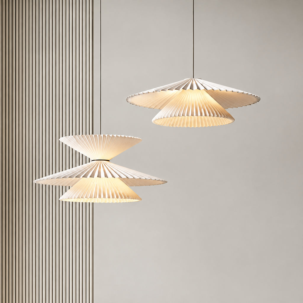 Creative Pleated Fabric LED Pendant Light & Sconce - Designer Textile Chandelier Lamp Fixture for Kitchen Island, Dining Table, Restaurant & Hotel Decor