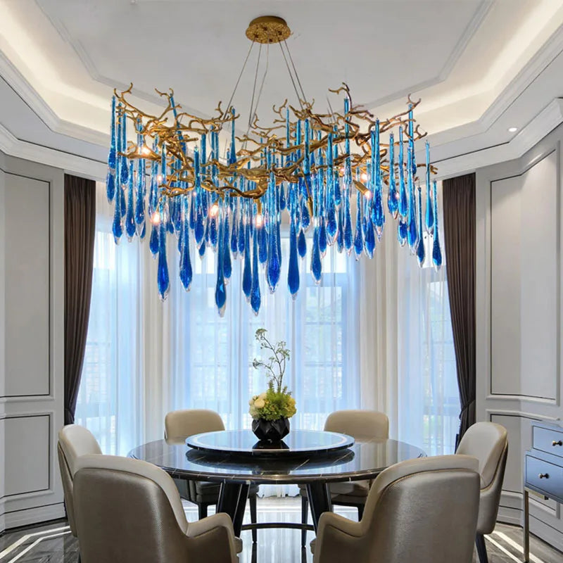 Light Luxury Crystal Chandelier Postmodern Minimalist Living Room Tree Branch Lamp Artistic Dining Room Pendant Lamp