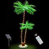 6 FT SolarPalm Trees For Outside Patio, Bar Pool DeckLED Artificial Fake Tree Lights For Tropical Party Christmas