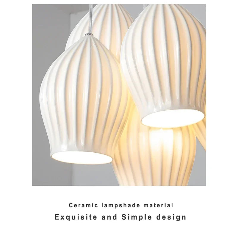 Mid-Century White Ceramic Cluster Pendant Light (3/5 Lamp) - Vintage Small Milk Glass Style Ceiling Chandelier Fixture for Kitchen Island & Dining Room