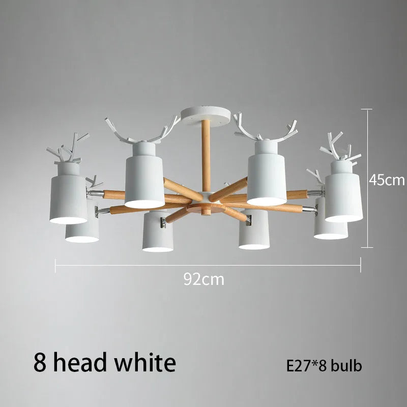 Log chandelier living room bedroom ceiling pendant light fixtures kitchen ceiling lighting deer design e27 light