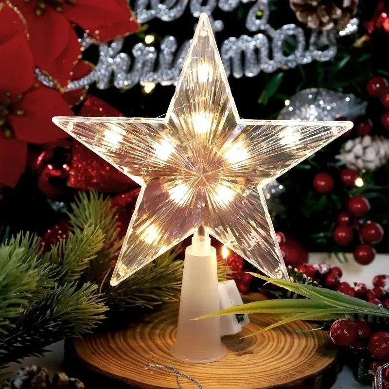 15/20cm Christmas Decoration LED Star Light Christmas Tree Pendant Ornaments for Home Decor Navidad New Year 2025 Gift Accessory