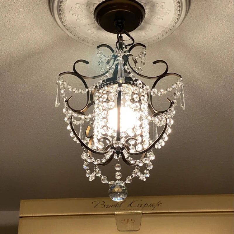 American Entrance Crystal Retro Chandelier Personalized Creative Aisle Entrance Corridor Foyer Cloakroom Bar Restaurant Light