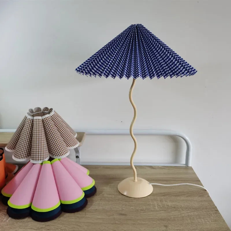 Table Lamp Ins Retro Pleated Umbrella Nordic Medieval Korean Master Bedroom Bedside Lamp Swing Iron Art Drop Shipping