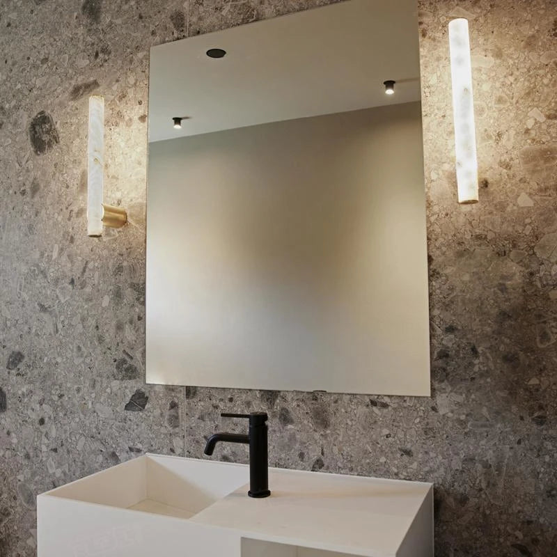 2025 New Minimalist Natural Marble Wall Lamp All Copper Living Room Decoration Bedroom Corridor Bedside LED Lighting Fixtures