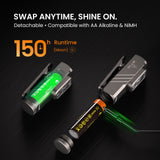 ST10 1000lm EDC Flashlight (660nm Red Light & Dual Switch) - USB-C 14500 Rechargeable Mini Torch with Magnetic Tailcap & Two-Way Pocket Clip