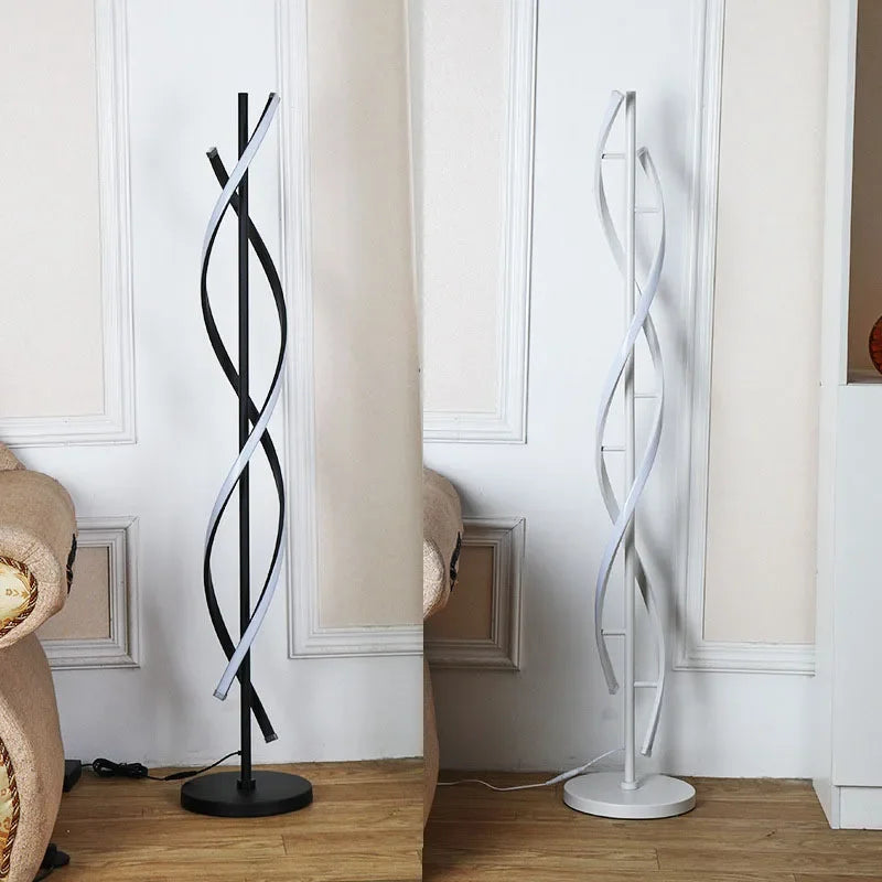 Nordic RGB LED Floor Lamp - Postmodern Spiral Corner Light for Living Room