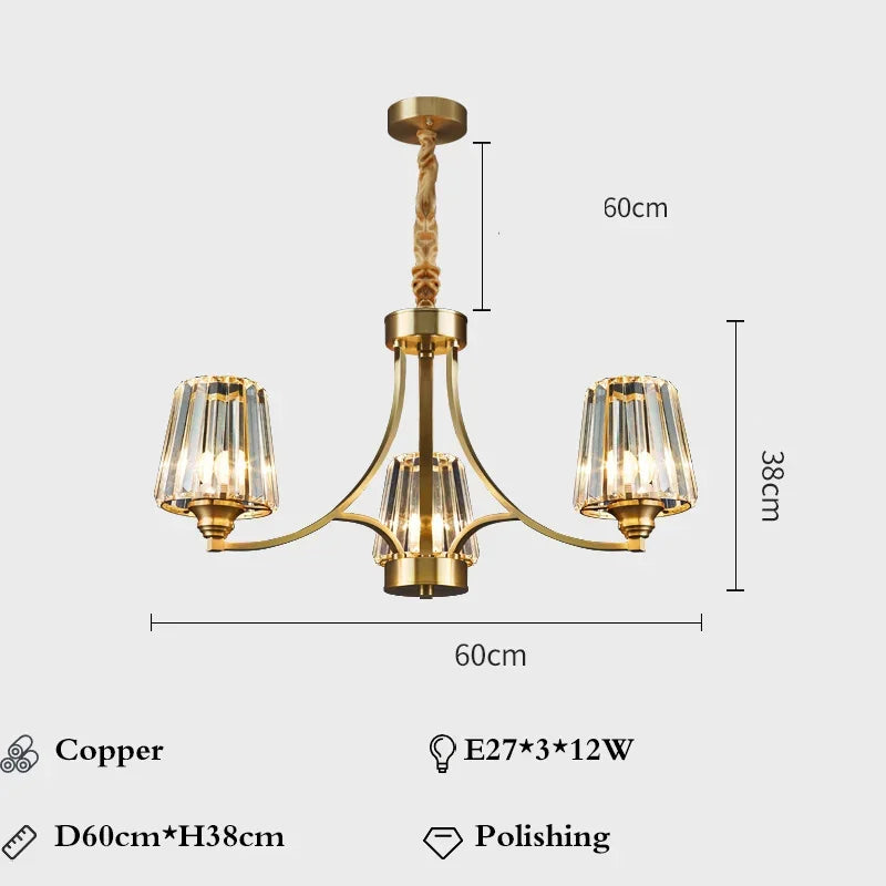 Modern Nordic Retro Luxurious Gold LED Pendant Chandelier Living Room Bedroom Home Decor Hanging Lights Lighting Fixtures Luster's
