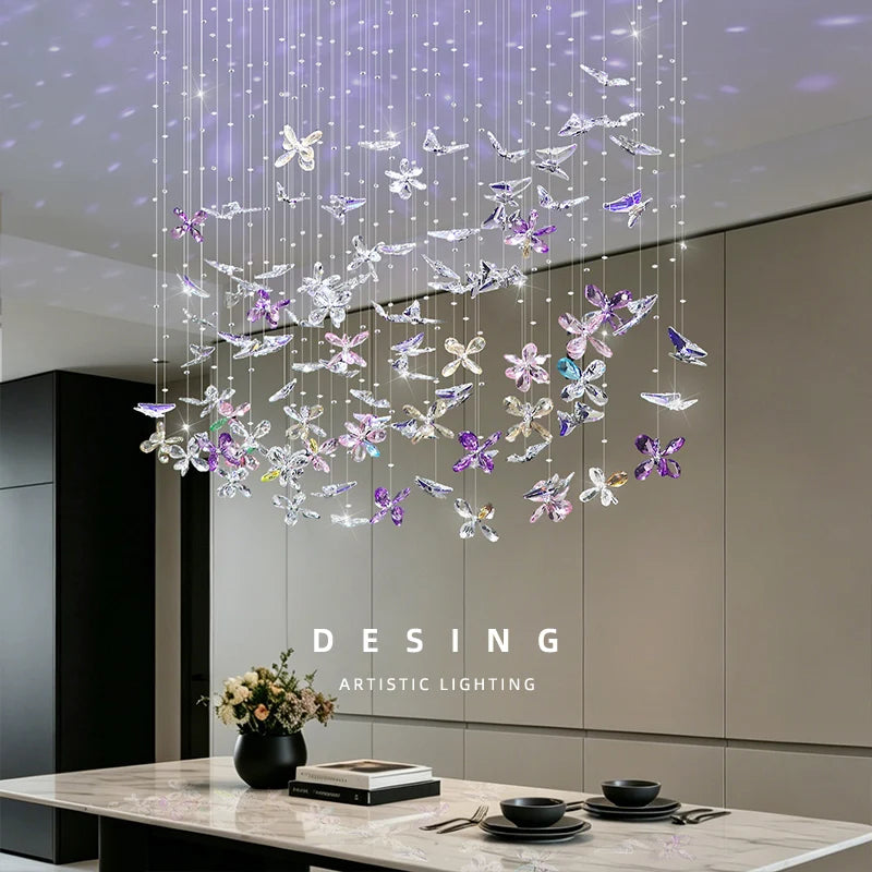 Chandelier Over the Dining Table Kitchen Island Pendant Light Dining Room Butterfly Design Chandelier Crystal Hanging Lamp