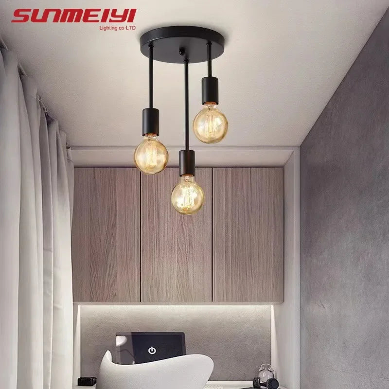 E27 Bulb Modern LED Ceiling Light Black - Energy Saving, Living Room, Bedroom, Kitchen, Easy Installation, Bulb