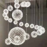 Modern Restaurant Chandelier Creative Personality Dandelion Art Spherical Nordic Fireworks Living Room Spark Ball Chandelier LED