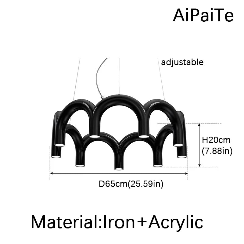 Round arched Modern LED Ceiling Suspension chandelier light ,Restaurant, Bedroom, Living room home decoration,lustre Pendant