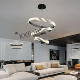 Modern New Simple Duplex LED Chandelier Bedroom Living Dining Room Decoration Art Ring Pendant Lamp Luster Fixture Indoor Lighti
