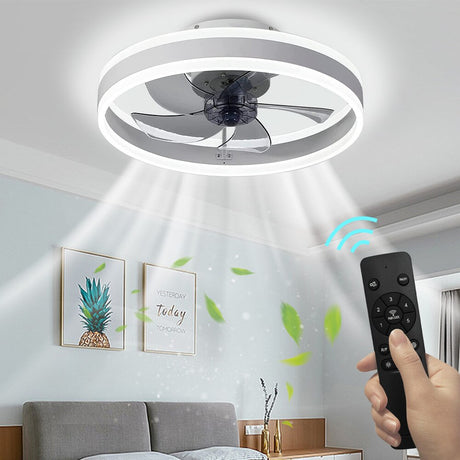 Modern Led ceiling fan without light DC motor 6-speed timing fan 18CM low floor loft remote control decorative fan with light