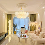 French Feather Chandelier Modern Luxury Glass Lamp For Living Room Restaurat Bedroom Villa Kitchen Home Decor Hotel Hall Lamp