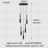 Cylindrical Pendant Light Long Line Attic Chandelier - Modern LED Villa Spotlight