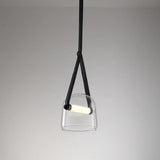 Modern Glass LED Pendant Light Art Leather Designer Bedside Hanging Lamp for Living Room Indoor Decorative Lighting