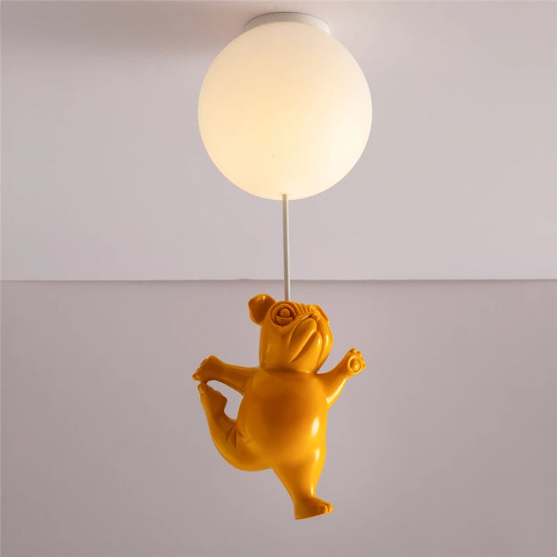 Nordic Cartoon Balloon Ceiling Lamp Creative Warm Resin Animal Dog Ceiling Chandelier Children's Room Bedroom Living Room Decor