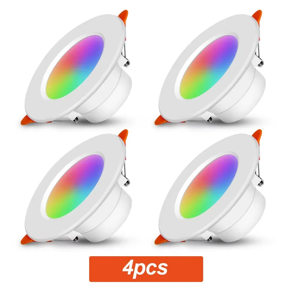 Tuya RGB Smart Bluetooth LED Ceiling Light AC85-265V 10W Recessed LED Downlight CCT Dimmable RGB Spotlight for Home Lighting