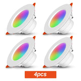Tuya RGB Smart Bluetooth LED Ceiling Light AC85-265V 10W Recessed LED Downlight CCT Dimmable RGB Spotlight for Home Lighting
