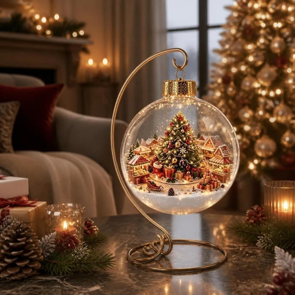 Luminous Transparent Christmas Hanging Ball LED Lights Snowman Christmas Tree Decor Elk Sock Xmas Tree Ornaments Christmas Tree