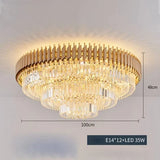 Modern round square layered crystal chandelier black gold luxury Led ceiling lamp living room main lamp villa foyer lighting