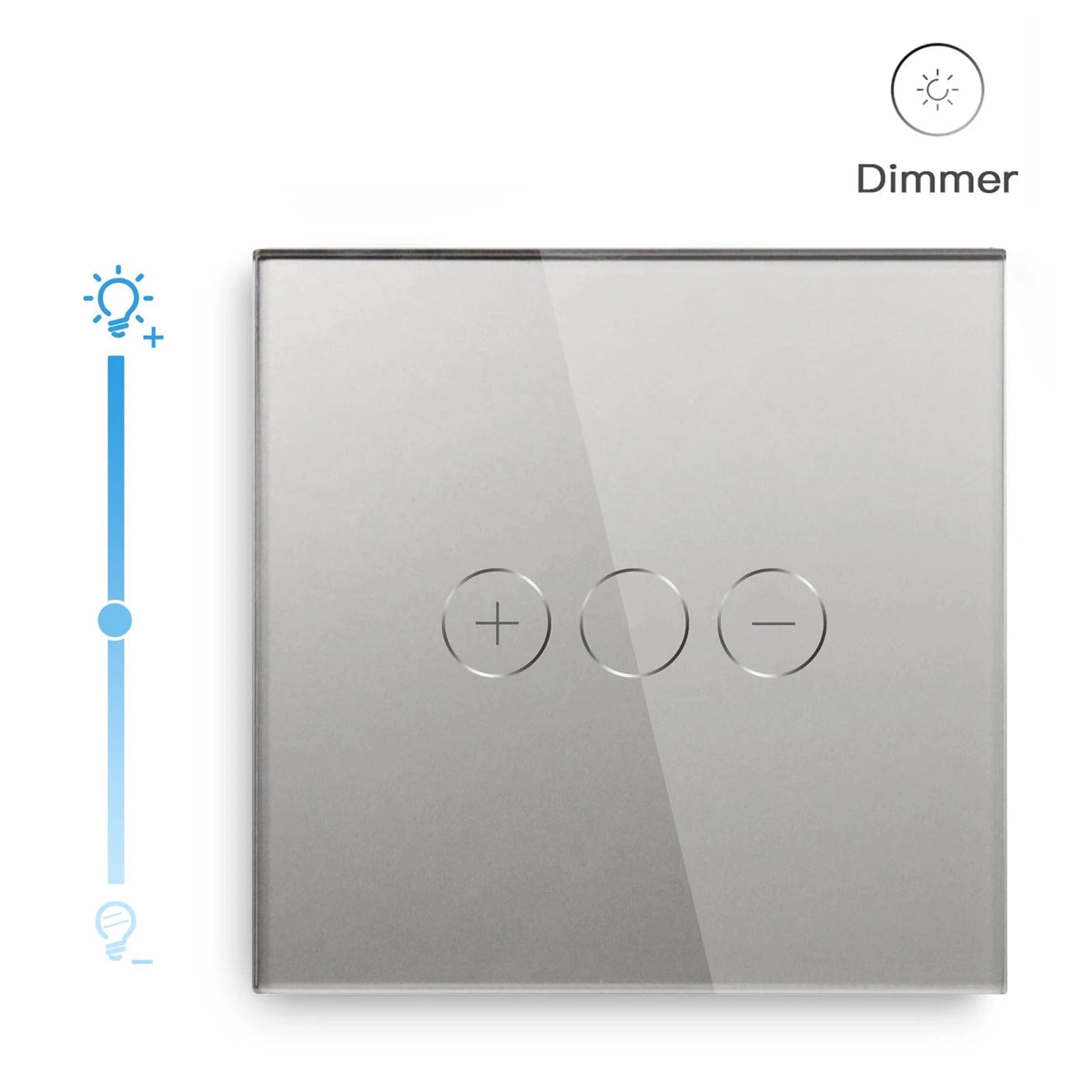 Touch Dimmer Switch 1Gang 1Way Led Dimmer 220V Wall Light Switch Crystal Glass Panel Blue Backlight Memory Function