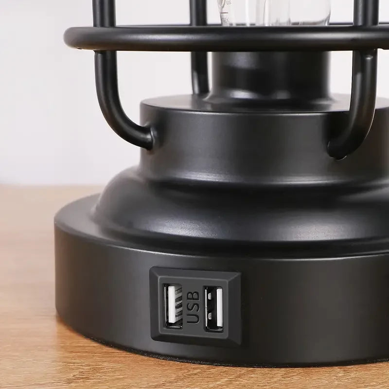 2 Set Farmhouse Table Lamps With Bulbs,Bright Rotary Switch Top Light + Touch Contorl Dimmable Nightstand Light,Metal,Black