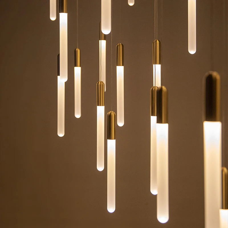 Nordic Staircase Chandelier Ceiling Lamp Minimalist Gold Or Black Living Room Kitchen Light Villa Designer Pendant Lights Lamps