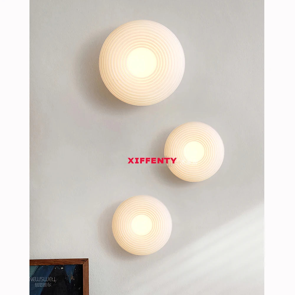 Modern Nordic round LED wall lamp bedroom balcony entrance porch lamp warm guest dining room ceiling light chandelier