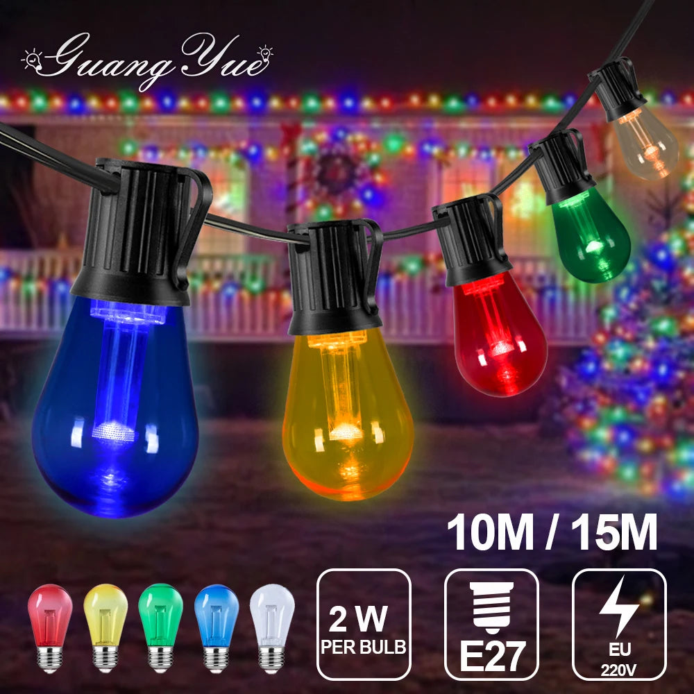 Colorful Led S14 String Lights Outdoor 220V E27 2W Waterproof Plastics ...