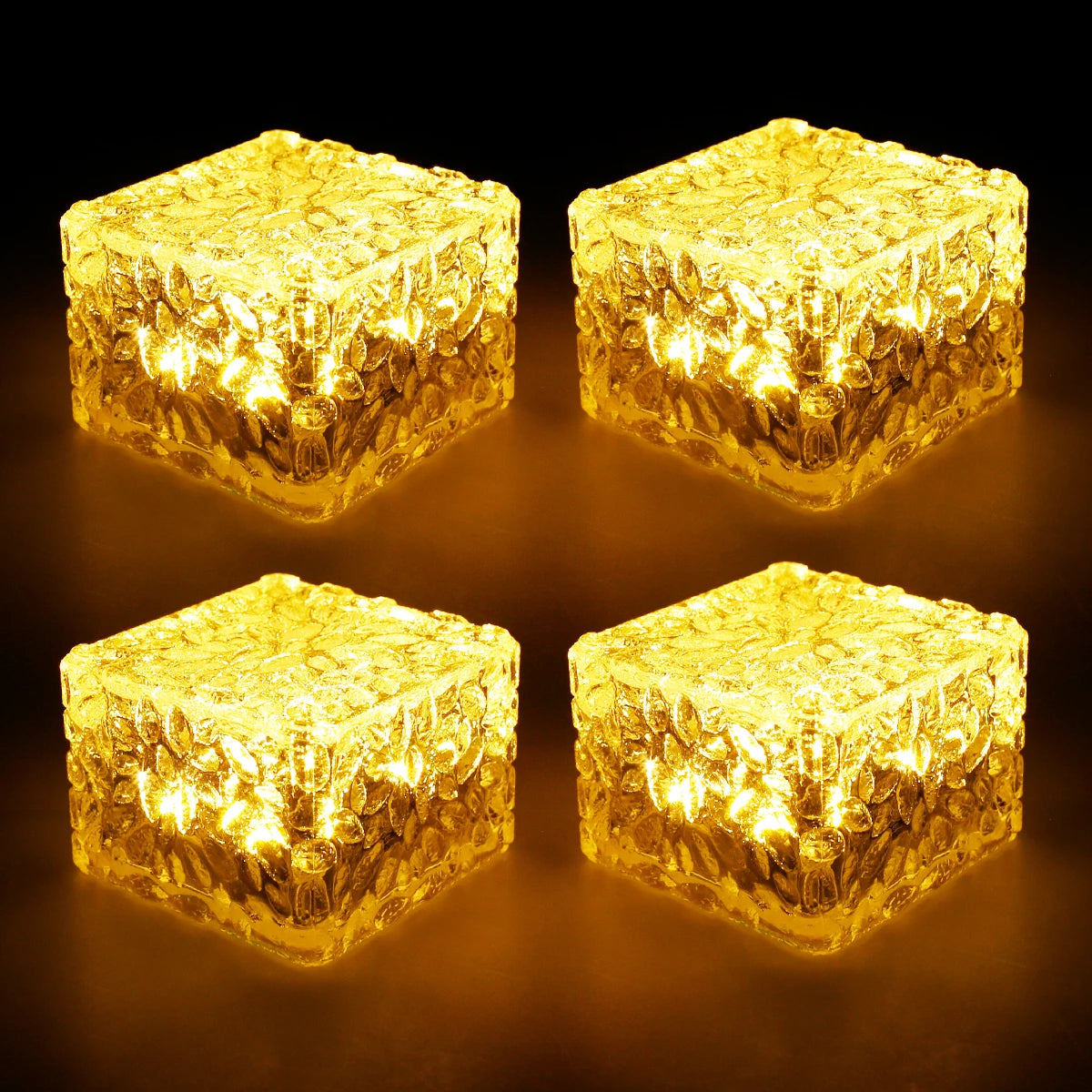 4pcs Solar LED Ice Cube Brick Lights Outdoor Lighting buried lamp paht decor Square Buried Lamp Patio Landscape Garden Decor