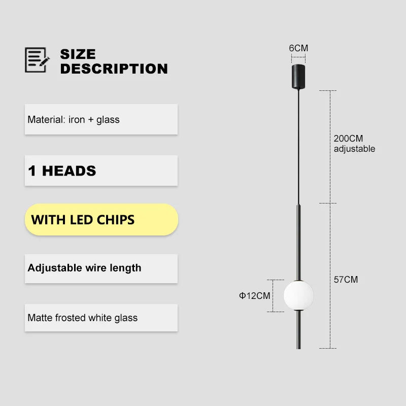 Modern Glass Pendant Lamps for Bedroom Led Chandelier Home Decor Bedside Hanging Suspension Lustre Minimalism Dining Room Lights