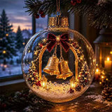 Transparent Lighted Christmas Ball Ornament Plastic Acrylic Santa Snowman Deer Pendant Cartoon Style Exquisite
