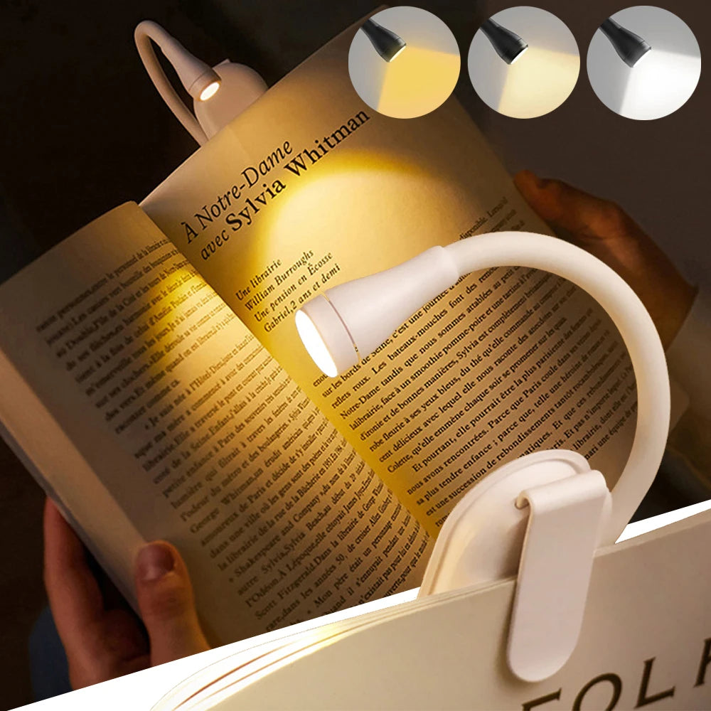 Rechargeable Book Light Reading Lights for Books in Bed Led Book Night Lamp 3 Color Step less Brightness Clip on Reading Lamp